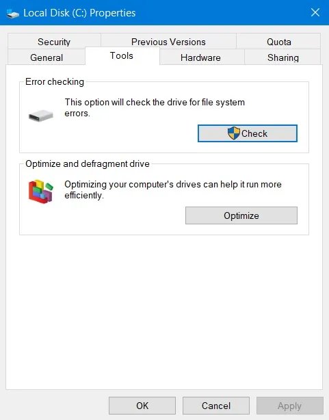 Проверка диска в Windows