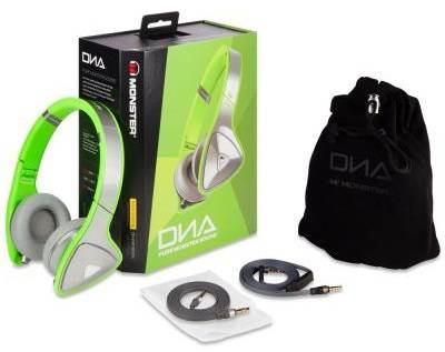 Monster DNA On-Ear Silver on Neon Green (MNS-128536-00): 2 в 1 - наушники и гарнитура для двоих с суперзвуком