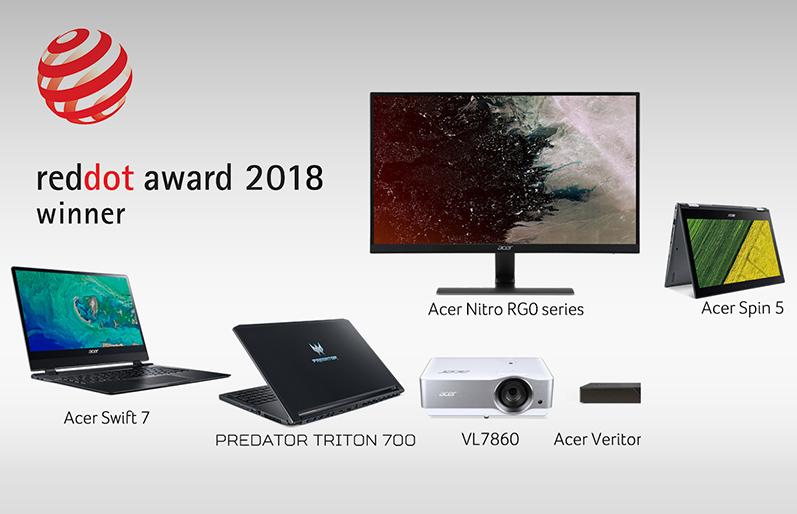 Компания Acer получила 13 наград на церемонии Red Dot Design Awards 2018